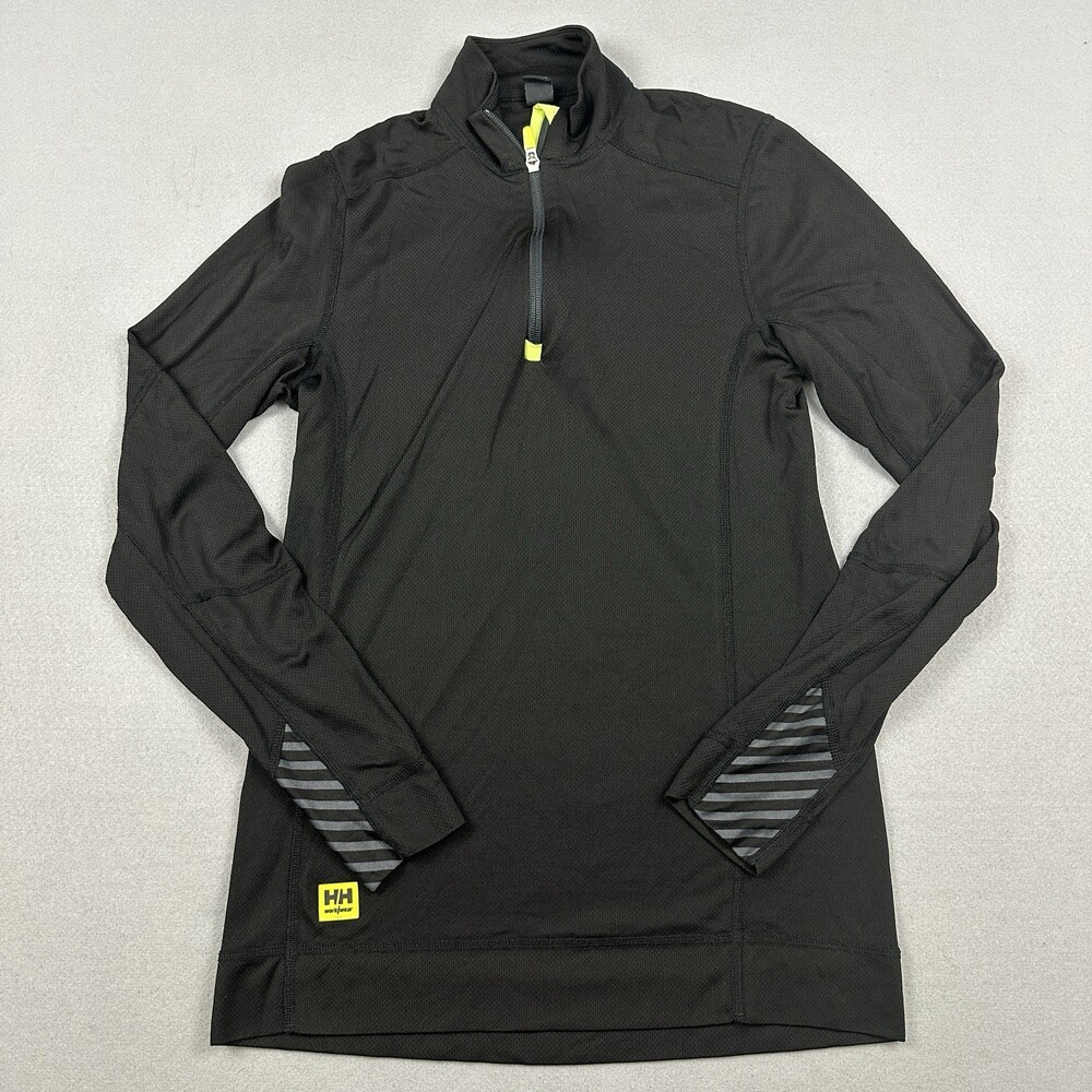 Helly Hanson Sweater Men Small Black Solid 1/4 Zip Pullover Work Wear S